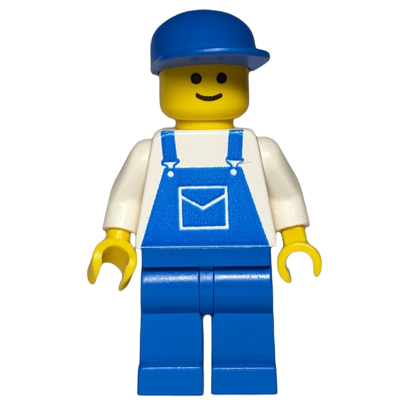 Lego Man, Blue Overalls, Blue Cap - 3626a Head