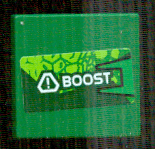 Lego Tile 2 x 2 with Lime Scales and White Exclamation Mark in Triangle and 'BOOST' Pattern Model Left Side (Sticker) - Set 8114 / Green