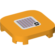 Lego Tile Round Corners 4 x 4 x 2/3 with Two Circle Arrows and Barcode Print (Sticker) / Bright Light Orange