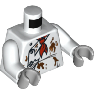 Lego Torso Chef Jacket, Red Scarf and Food Stains Print, White Arms, Light Bluish Gray Hands / White