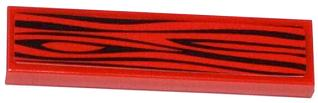 Lego Tile 1 x 4 with Wood Grain on Red Background Pattern (Sticker) - Set 70505 / Red