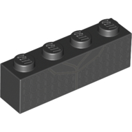 Lego Brick 1 x 4 with Dashed Line Texture Print (Kylo Ren) / Black