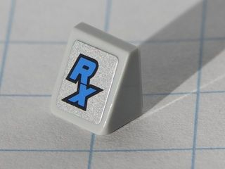 Lego Slope 30 1 x 1 x 2/3 with Blue 'RX' Pattern (Sticker) - Set 8120 / Light Bluish Gray