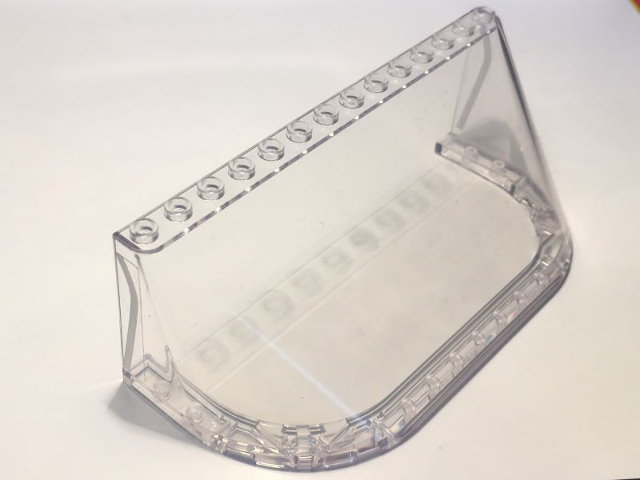 Lego Windscreen 6 x 14 x 4 with Light Bluish Gray Window Frame Pattern on Both Sides (Stickers) - Set 10274 / Trans-Clear