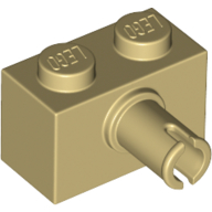 Lego Brick Special 1 x 2 with Pin - Bottom Stud Holder / Tan