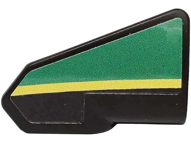 Lego Technic, Panel Fairing # 8 Very Small Smooth Short, Side B with Green Panel and Yellow Stripe Pattern (Sticker) - Set 42240