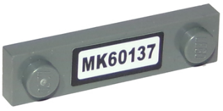 Lego Plate, Modified 1 x 4 with 2 Studs without Groove with 'MK60137' Pattern (Sticker) - Set 60137