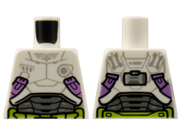 Lego Torso Armor, Light Bluish Gray Star Command Logo, Medium Lavender and Lime Trim Pattern