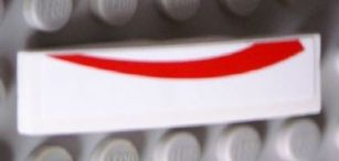 Lego Slope, Curved 4 x 1 with Red Curved Line on White Background Pattern Model Left Side  (Sticker) - Set 8158