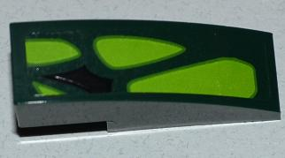 Lego Slope, Curved 3 x 1 with Black Scale and 4 Lime Scales Pattern Model Right Side (Sticker) - Set 9450