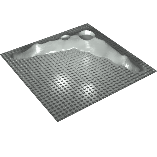 Lego Baseplate Raised 32 x 32 Craters without Crater Studs / Light Gray