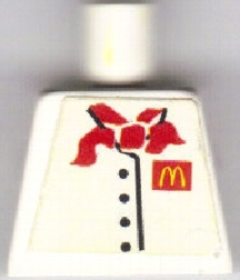 Lego Torso Chef with 4 Buttons, Short Red Neckerchief Scarf, McDonald's Logo Pattern (Sticker) / White
