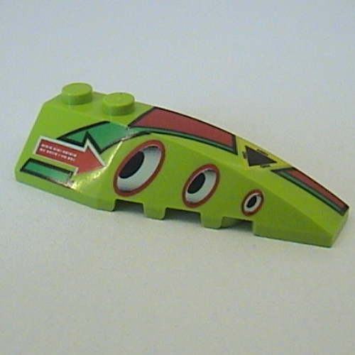 Lego Brick Wedged, Curved 6 x 2 Right with 3 Ovals Print