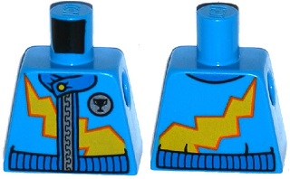 Lego Torso Racing Jacket with Zipper and Yellow Lightning Bolt Pattern / Dark Azure