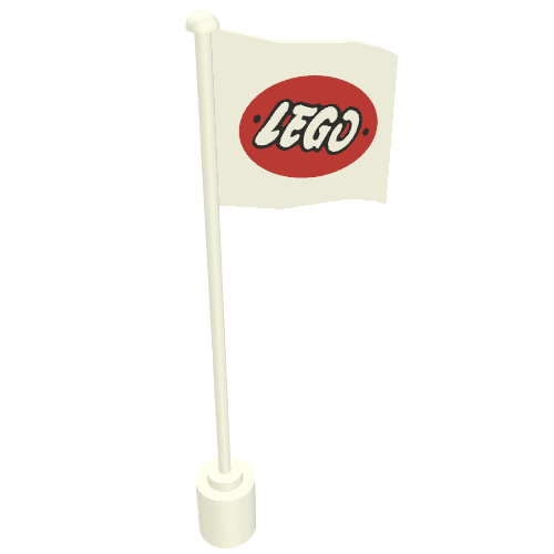 Lego Flag on Flagpole with Lego Logo in Red Ellipse Print / White