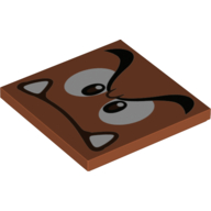 Lego Tile 4 x 4 with Goomba Face Print / Dark Orange