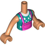 Lego Minidoll Torso Girl with Dark Pink Overall, Dark Turquoise Top, Nougat Arms and Hands