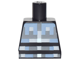Lego Torso Pixelated Light Bluish Gray, Sand Blue and Silver Armor Pattern / Black