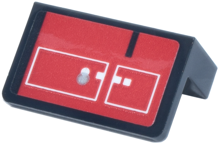 Lego Panel 1 x 2 x 1 with Red Control Panel, White Rectangles and Silver Button Pattern (Sticker) - Set 75419