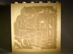 Lego Panel 1 x 6 x 5 with Hieroglyphs, Anubis with Staff, and Scarab Beetle Pattern (Sticker) - Set 7621