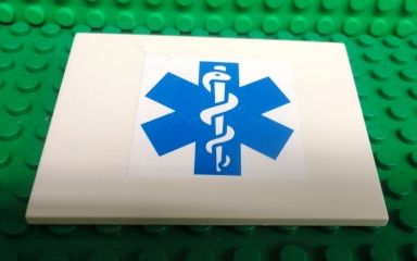 Lego Slope 10 6 x 8 with Blue EMT Star of Life Pattern (Sticker) - Set 3312