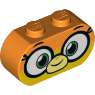 Lego Brick Curved 3 x 1 Round Ends with Large Eyes, Mouth print (Dr Fox) / Orange