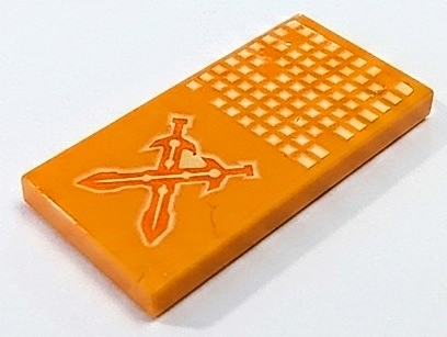 Lego Tile 2 x 4 with Bright Light Yellow Squares and Crossed Swords Pattern Model Left Side (Sticker) - Set 70357
