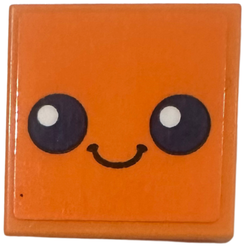 Lego Tile 2 x 2 with Smiley Face with Black Eyes and Mouth Pattern (Sticker) - Set 42674 / Orange