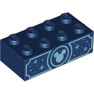 Lego Brick 2 x 4 with Medium Azure Mickey Mouse Logo, Decorations Print