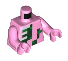 Lego Torso Pixelated Zombie Pigman Pattern / Bright Pink Arms / Bright Pink Hands