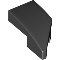 Lego Brick Wedged, Curved 2 x 1 with Stud Notch Left / Black
