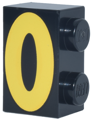Lego Brick 1 x 2 with Yellow Oval Pattern (Pokémon Umbreon Spot) / Black
