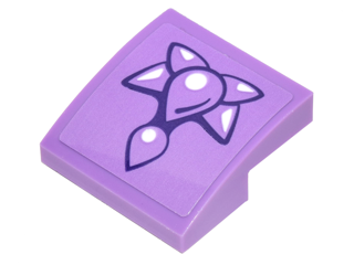Lego Slope, Curved 2 x 2 x 2/3 with Medium Lavender and White Geometric Dragon Scales Pattern (Sticker) - Set 41178 / Medium Lavender