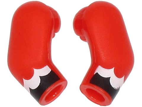 Lego Arm, (Matching Left and Right) Pair with Black and White Feathers Pattern / Red