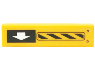 Lego Tile 1 x 4 with Black and Yellow Danger Stripes and White Arrow Pattern Model Left Side (Sticker) - Set 70227