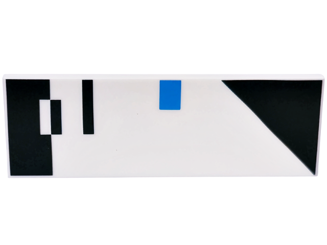 Lego Tile 2 x 6 with Black and Dark Azure Stripes and Triangle Pattern
