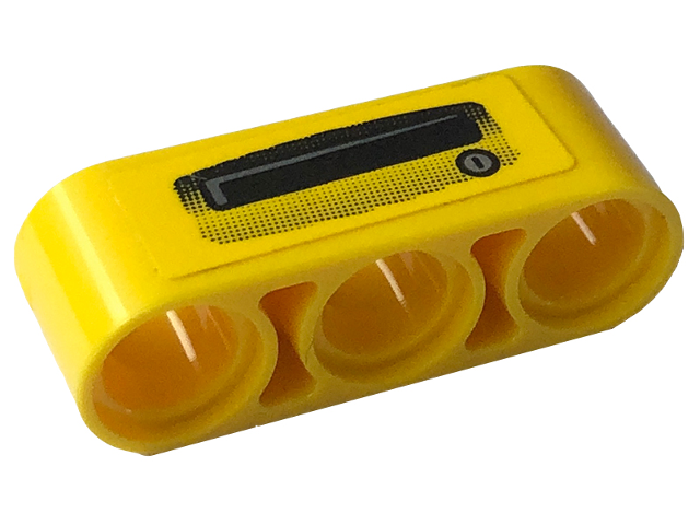 Lego Technic, Liftarm Thick 1 x 3 with Keyhole and Door Handle Pattern Model Left Side (Sticker) - Set 42122 / Yellow