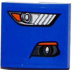 Lego Slope, Curved 2 x 2 x 2/3 with Ford Mustang Headlight / Fog Light Pattern Model Right Side (Sticker) - Set 75871 / Blue