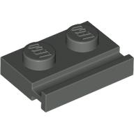 Lego Plate Special 1 x 2 with Door Rail / Dark Gray