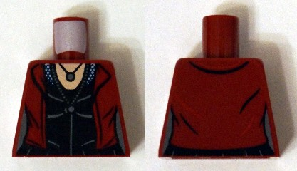 Lego Torso Female Jacket over Black Top with Necklace Pattern (Scarlet Witch) / Dark Red