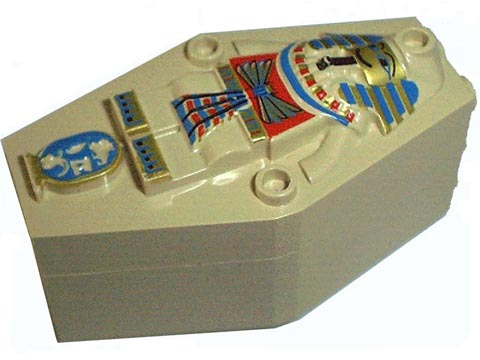 Lego Container, Coffin with Tan Mummy Relief Colorful Pattern Lid (Sarcophagus)