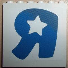 Lego Panel 1 x 6 x 5 with 'R' on White Background Pattern (Sticker) - Set 7848 / White