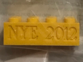 Lego Brick 2 x 4 with Engraved NYE 2012 Pattern / Yellow