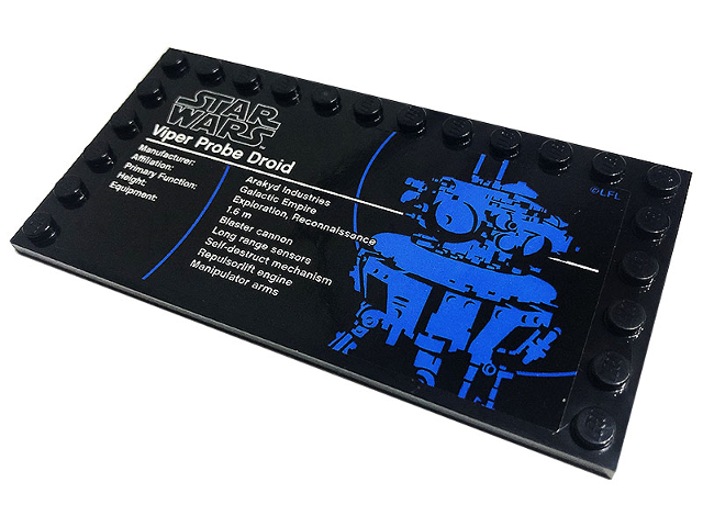 Lego Tile, Modified 6 x 12 with Studs on Edges with Star Wars Logo and 'Viper Probe Droid' Pattern (Sticker) - Set 75306