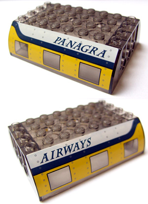 Lego Slope, Curved 6 x 8 x 2 Double with Plane Windows and Panagra Airways Aft Pattern (Stickers) - Set 7628