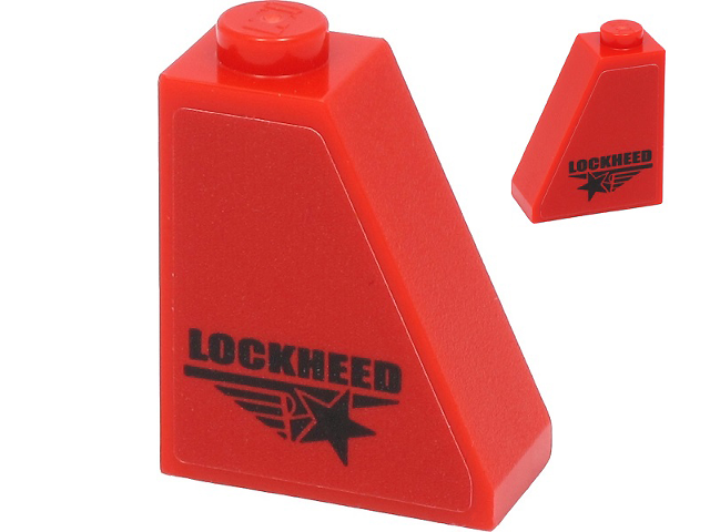 Lego Slope 65 2 x 1 x 2 with Black 'LOCKHEED' and Lockheed Logo Pattern on Both Sides (Stickers) - Set 40450