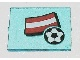 Lego Glass for Window 1 x 4 x 3 with Flag of Austria and Soccer Ball Pattern (Sticker) - Set 3404 / Trans-Light Blue