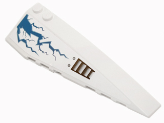 Lego Wedge 10 x 3 Right with Blue Lightning, Black Rivets and Vent Pattern (Sticker) - Set 70724 / White