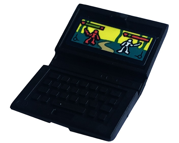 Lego Minifigure, Utensil Computer Laptop with Screen, Characters with Swords and Health Bars in Video Game Pattern (Sticker) - Set 41755 / Black