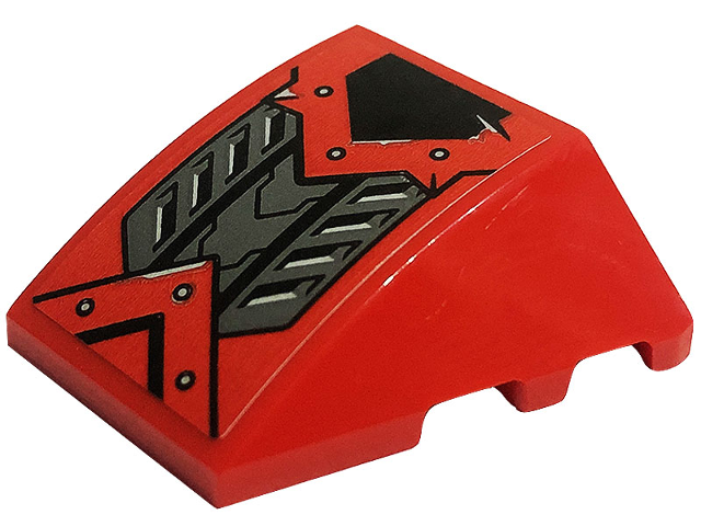 Lego Wedge 4 x 3 Triple Curved No Studs with Dark Bluish Gray Metal Plates, Rivets and Air Vent Pattern (Sticker) - Set 80033